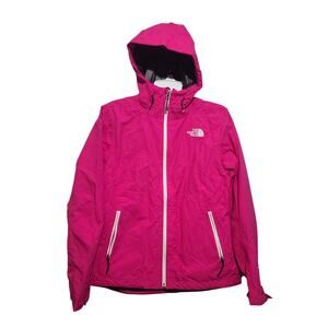 The North Face HyVent Waterproof Rain Jacket Medium Pink GUC Zipper Pockets
